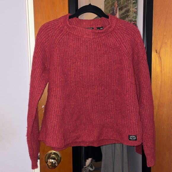 Superdry Tweed Ribbed Chunky Red Pullover - Picture 2 of 5